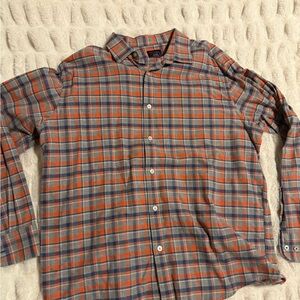 UNTUCKit Men's Plaid Button-Down Shirt - Orange and Blue